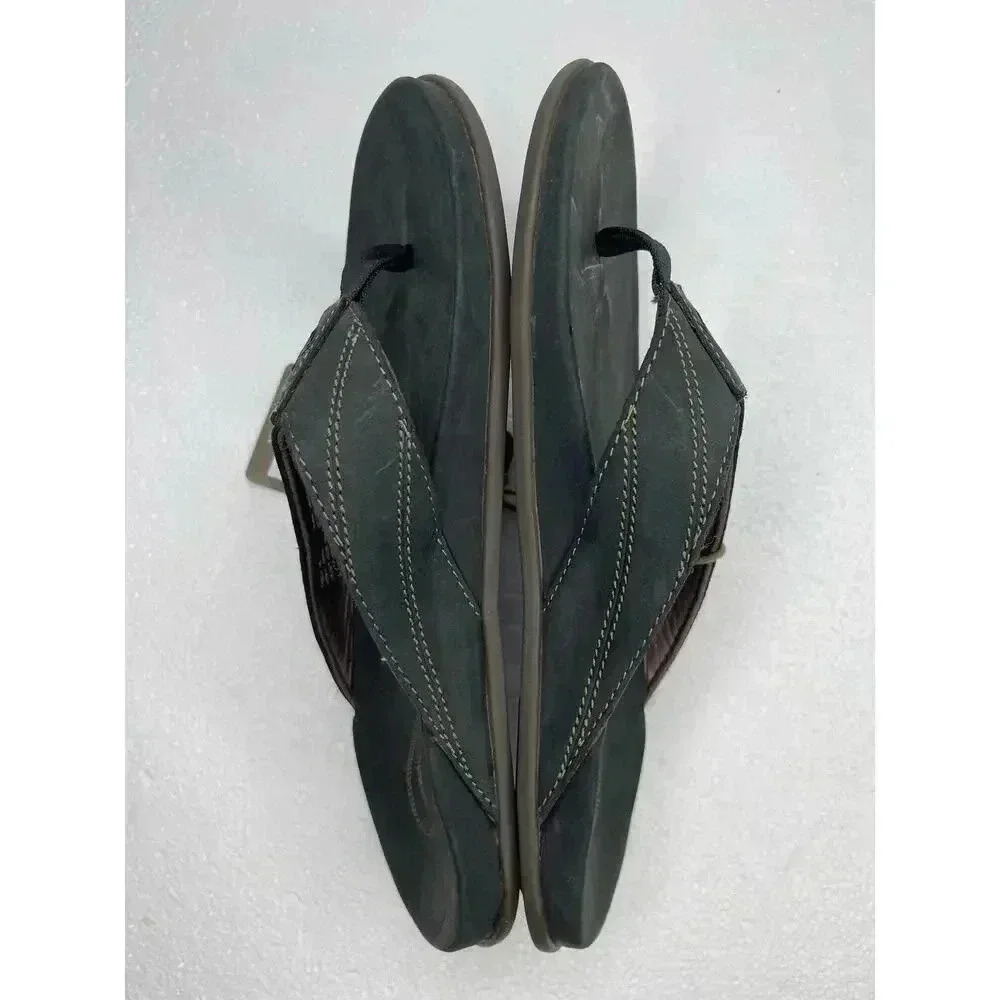OluKai Pikoi sandal Men size 7 New Leather flip flops black - Picture 8 of 8